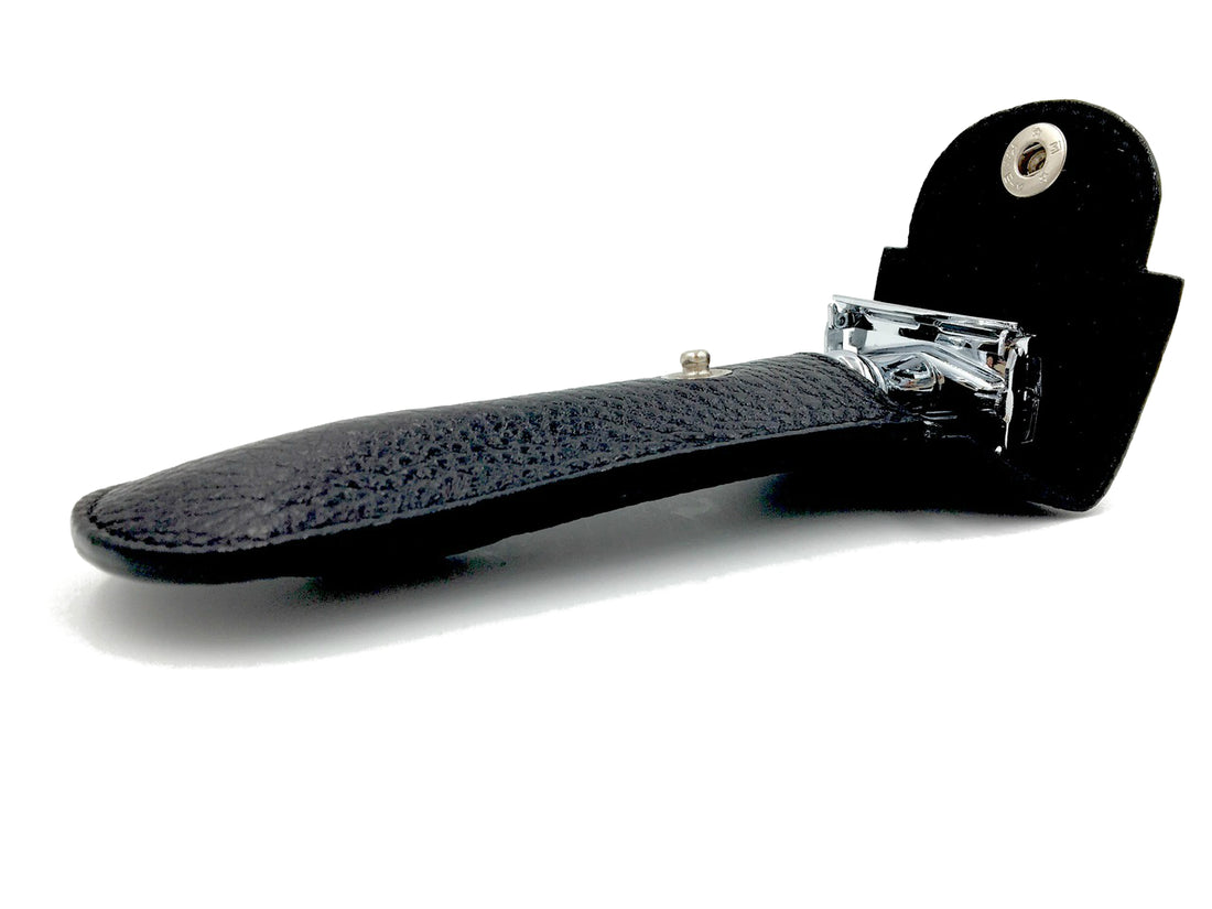 Parker Black Leather Safety Razor Case