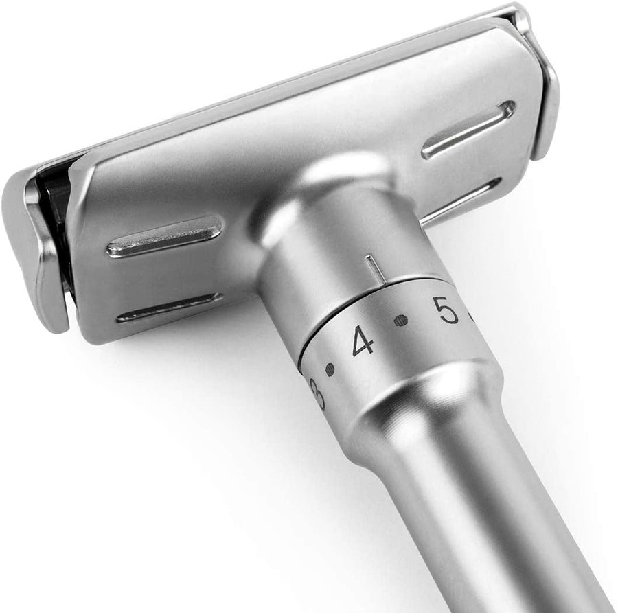 The Personal Barber Silver Adjustable Safety Razor - Free Gift