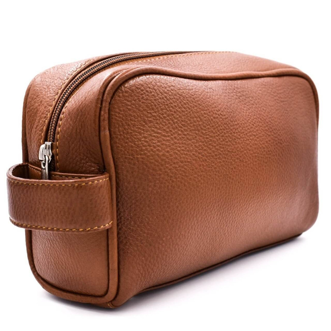 Parker Saddle Brown Leather Wash Bag