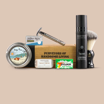 Men's Complete Shaving Kit with Post-Shave Balm and Solid Cologne